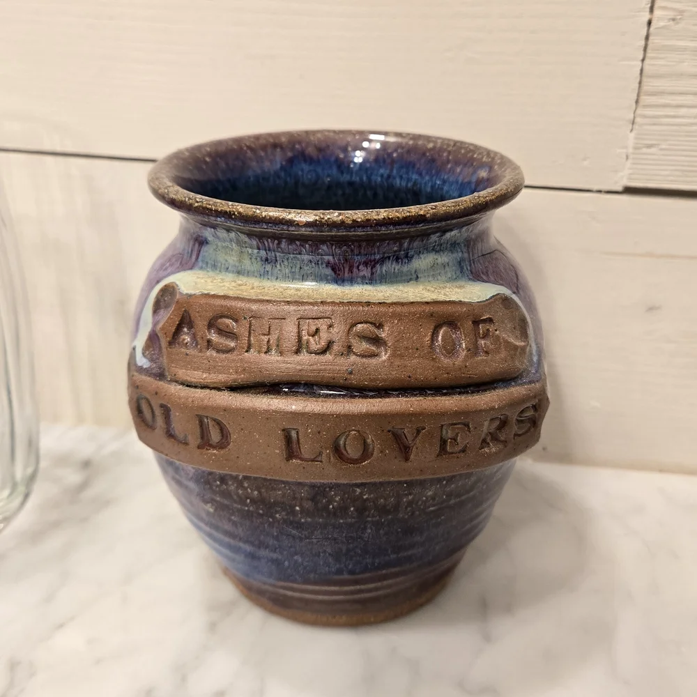 Handcrafted Studio Pottery Ceramic Vase - Blue, Brown and Purple